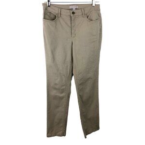 Laura Ashley Women's Size 12 Tan Stretch Straight Denim Jeans Embellished